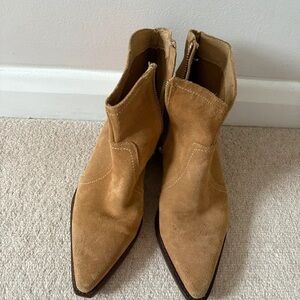 Mango Camel Suede Ankle Booties